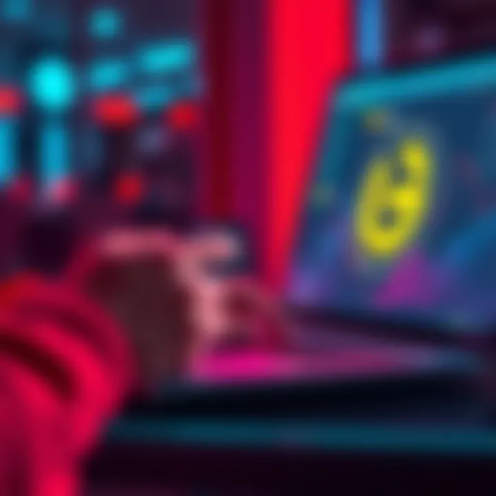 A person using a laptop to create a token on the Solana platform, credit card in hand, with a digital interface visible on the screen.