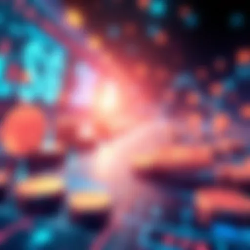 Illustration showing digital finance concepts with tokens and symbols representing secure transactions across borders.