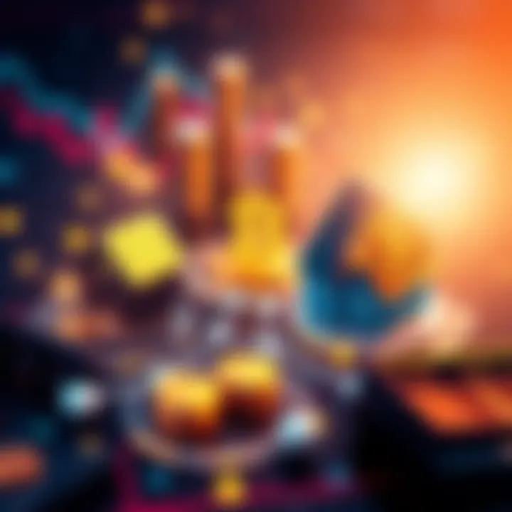 A digital representation of real-world assets like gold and real estate, showcasing blockchain symbols around them, symbolizing their connection to finance.