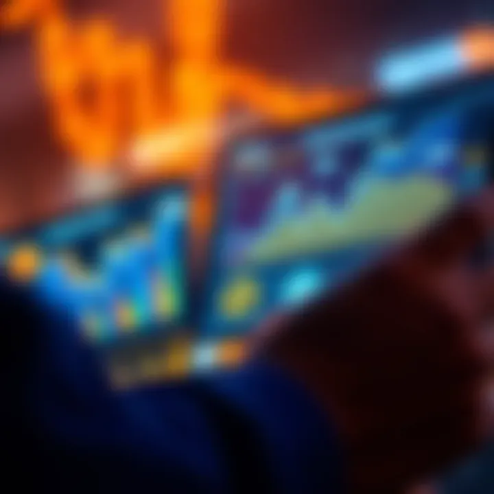 A person analyzing graphs of tokenized assets like gold and real estate on a digital device.