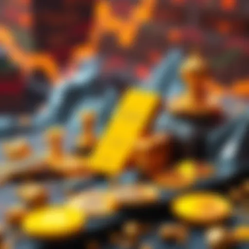 A visual representation of tokenized gold bars and digital finance icons, depicting the rise in gold supply and challenges in RWA liquidity in DeFi