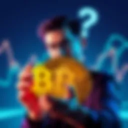 Tom Lee holding a Bitcoin symbol with a question mark above his head, showing uncertainty about his predictions