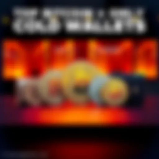 Five different Bitcoin cold wallets displayed on a table with security features highlighted