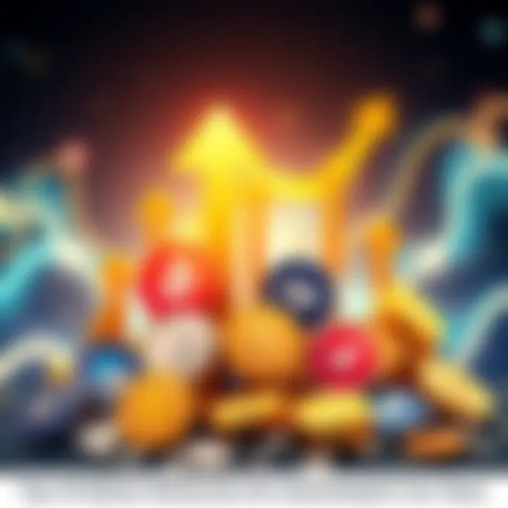 An eye-catching graphic showing various Solana memecoins with rising arrows, symbolizing growth and investment potential.