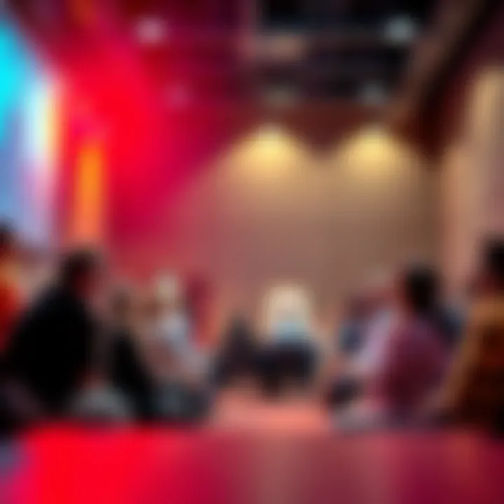 A group of people gathered at a town hall meeting discussing property ownership before an upcoming mayoral election.