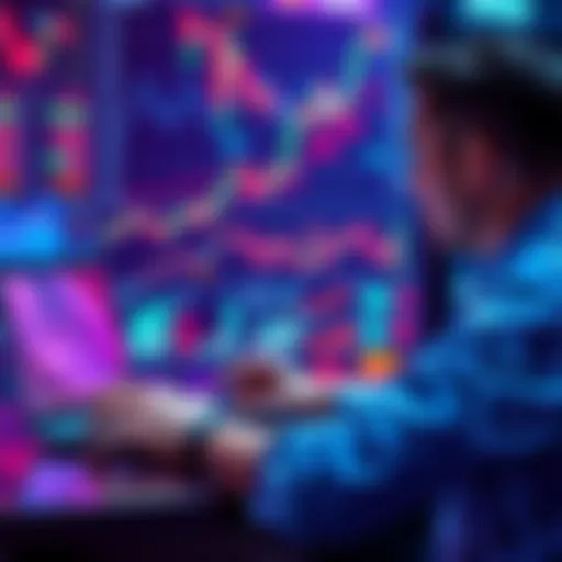 A person analyzing cryptocurrency graphs and charts on a laptop