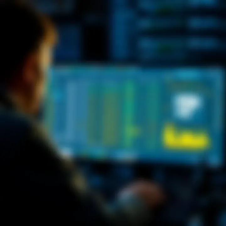 A person looking at a computer screen displaying a blockchain transaction history, searching for a stolen Pi Network wallet