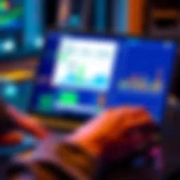 A person reviewing their finances on a laptop with graphs and digital banking apps on the screen.