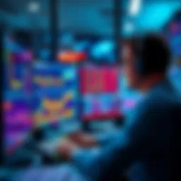 A trader focused on computer screens displaying stock charts and data, emphasizing the importance of quality trading setups.