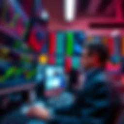 A trader looking at stock market data on screens in an office, symbolizing a major investment decision before a political address.