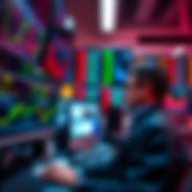 A trader looking at stock market data on screens in an office, symbolizing a major investment decision before a political address.