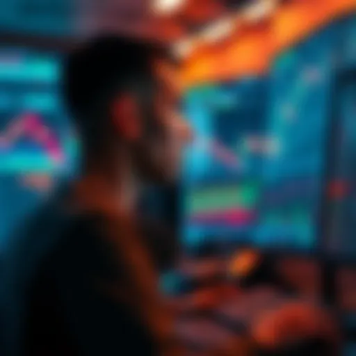 A worried trader stares at a computer screen displaying trading charts and losses, symbolizing risk in centralized exchanges.