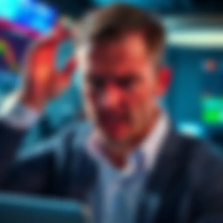 A trader expressing frustration over losing $180K due to scams by Oxsecurities, showing distress and upset in a financial setting