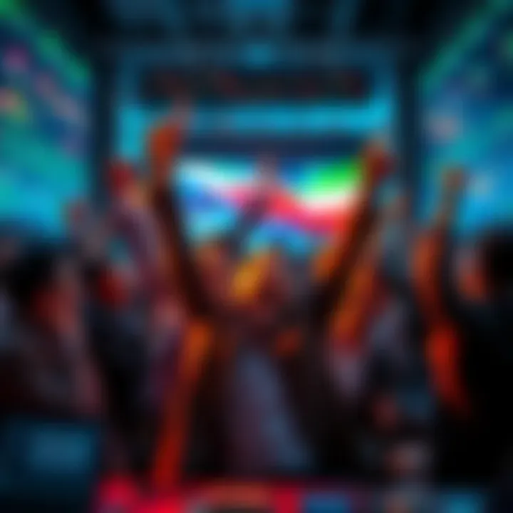 Group of traders joyfully celebrating after the announcement of a US-Iran ceasefire, symbolizing financial success on Polymarket