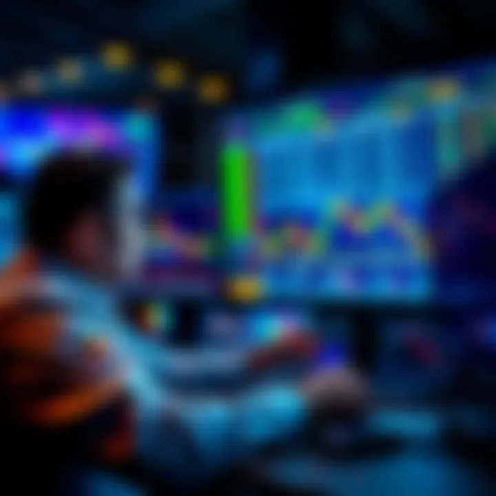 Traders Placing Limit Orders A trader analyzing market charts with a focus on limit orders, showing graphs and trading tools.