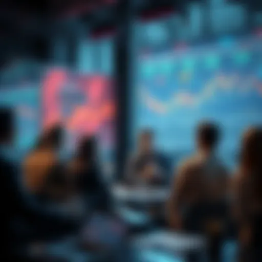 People discussing trading strategies and current events in a group setting