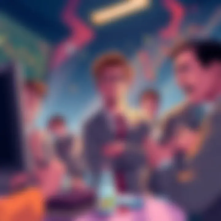 An illustration showing traders reacting to market liquidations, with charts and graphs trending downward, expressing concern and frustration.