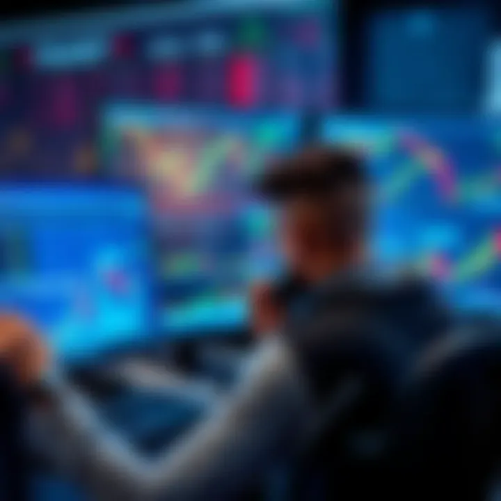 A trader analyzing charts and graphs on a computer screen, considering the number of trades for backtesting.
