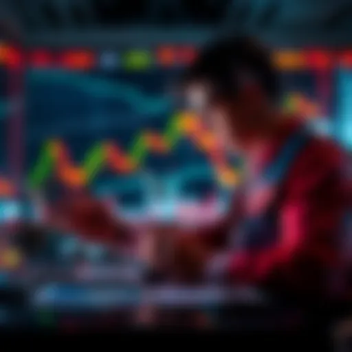 A trader analyzing charts with rising and falling lines, reflecting the effects of capital gains tax on buying and selling strategies in cryptocurrency.