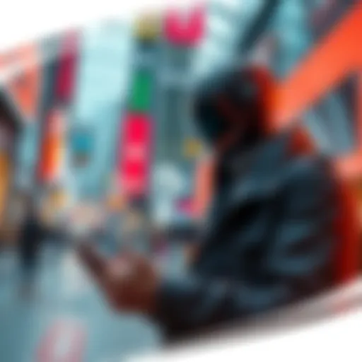 A trader using a mobile device to execute trades with a Solana sniper bot in a busy market environment.