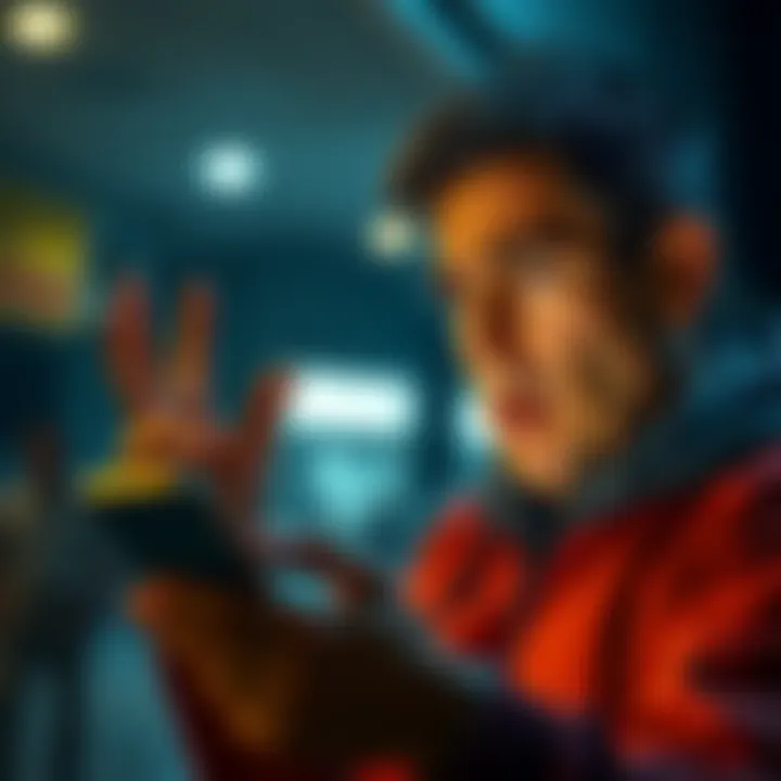 A worried person looking at their financial app with unverified balances, showing a sense of confusion and concern.