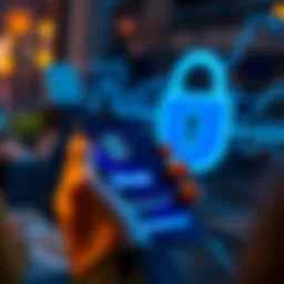 A person using a smartphone to send Solana cryptocurrency from a mobile app to a personal wallet, with a secure padlock symbol in the background