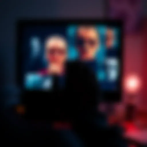 A computer screen displays disturbing graphic images with a shocked person's hand covering their mouth.