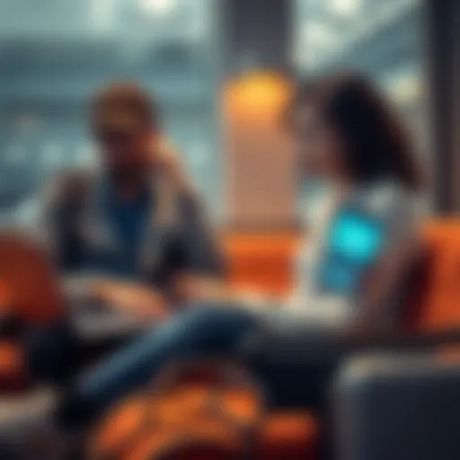 A frustrated traveler sitting with a laptop, looking at a cancellation confirmation and a phone showing a Revolut app, symbolizing a chargeback process.