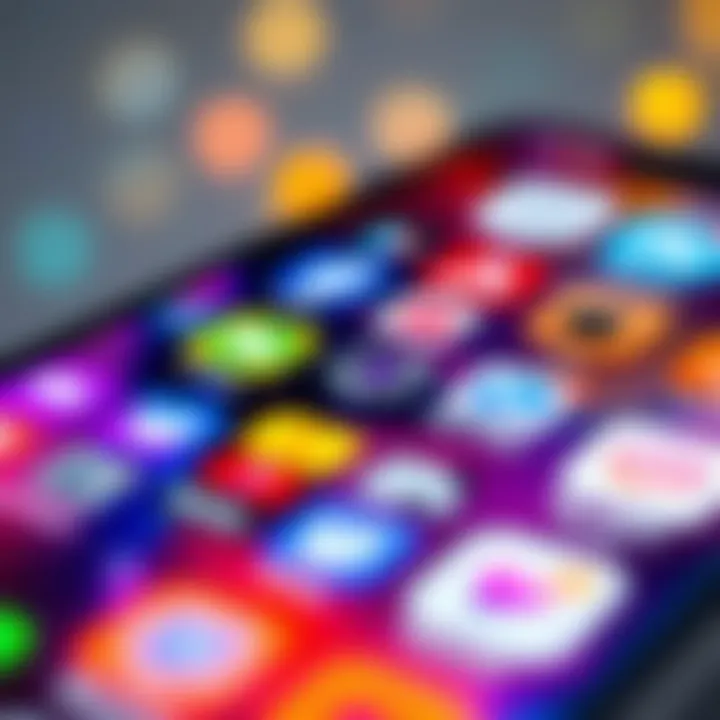 A close-up view of a smartphone displaying popular apps in vibrant colors, showcasing the latest app trends of 2025.