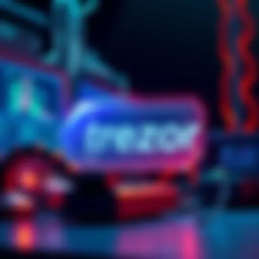 A visual representation of Trezor-generated bitcoin addresses with a miner's computer in the background, symbolizing long-term validity in mining.