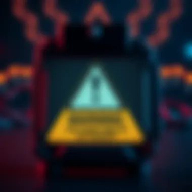 A Trezor hardware wallet displayed with a warning sign about security risks like kidnapping and extortion.