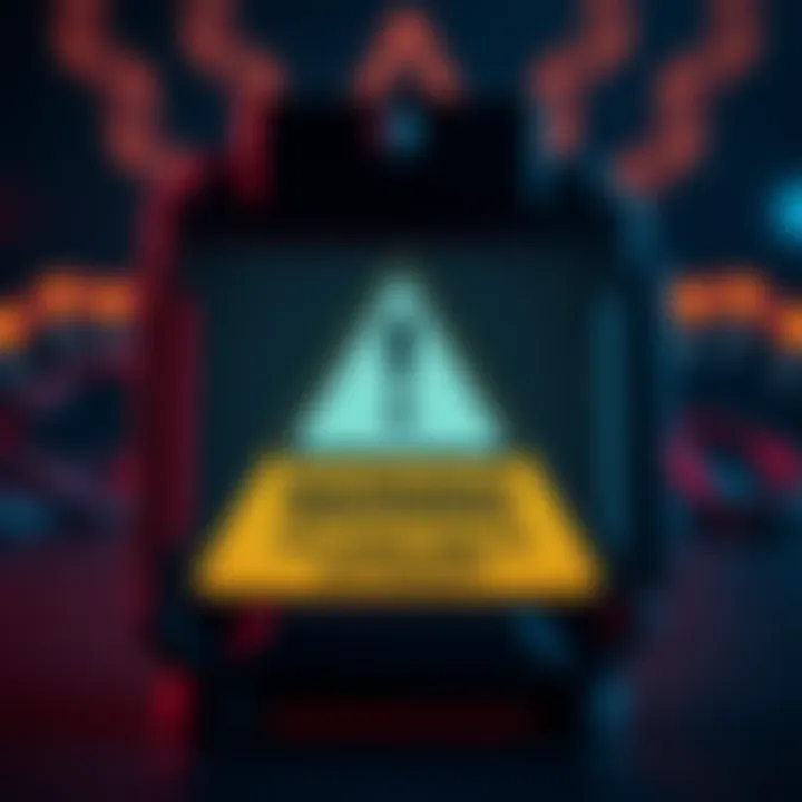 A Trezor hardware wallet displayed with a warning sign about security risks like kidnapping and extortion.