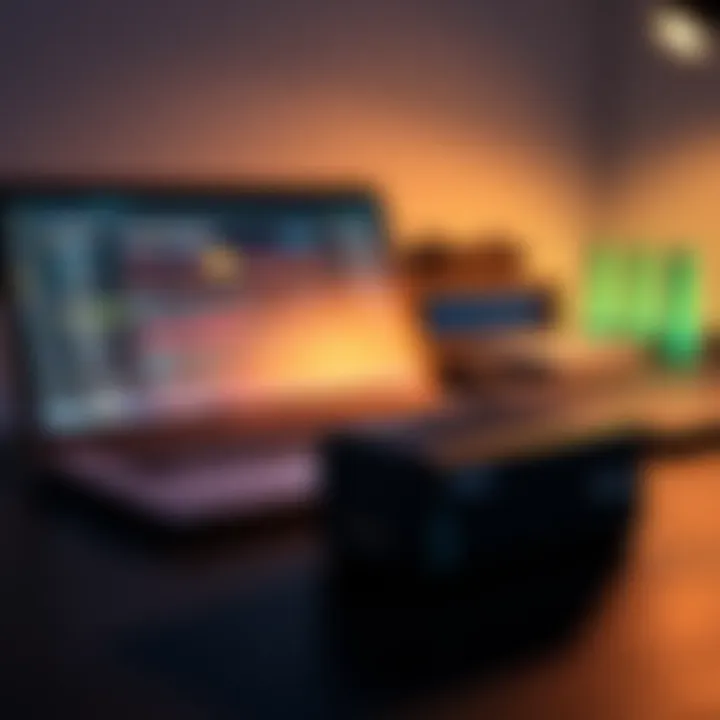 A Trezor Safe 7 BC device placed on a desk with a laptop open, showing Bitcoin management software