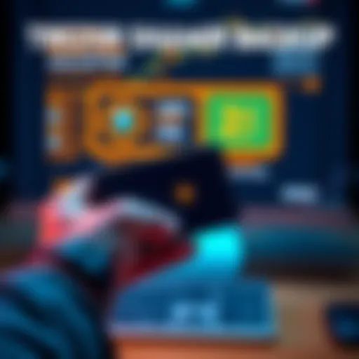 A person holding a Trezor hardware wallet with a graphic showing Shamir Backup recovery process on a screen.
