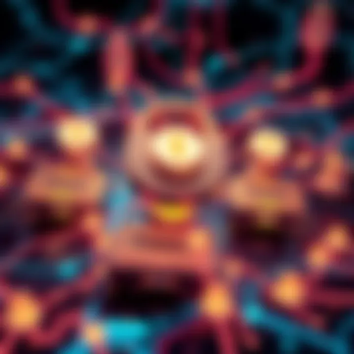 An illustration showing multiple Trezor wallet addresses being connected to illustrate the potential linking of addresses.