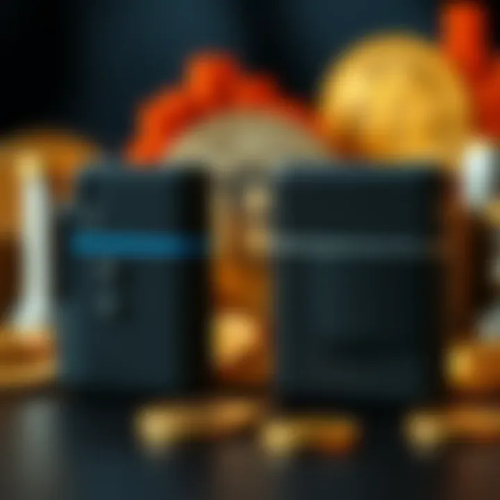 A side-by-side view of Trezor Safe 3 and Trezor Model T hardware wallets with digital currencies represented in the background