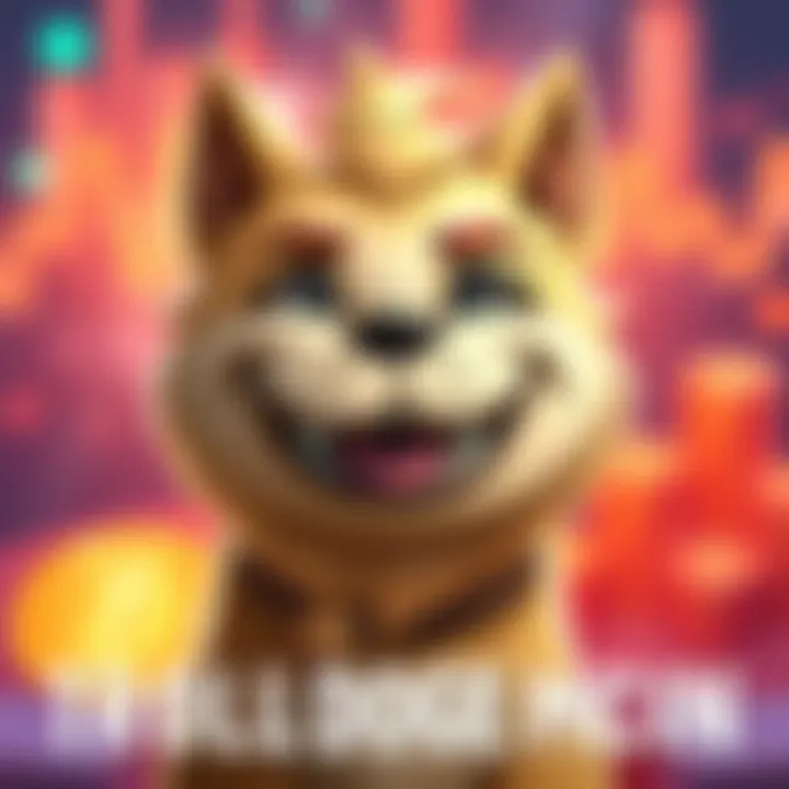 A cheerful cartoon dog with a mischievous grin, blending the Doge meme and troll features, set against a vibrant background representing the crypto world.