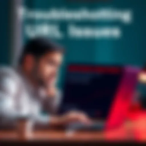 A person looking frustrated while checking a laptop screen showing a custom domain setup error.
