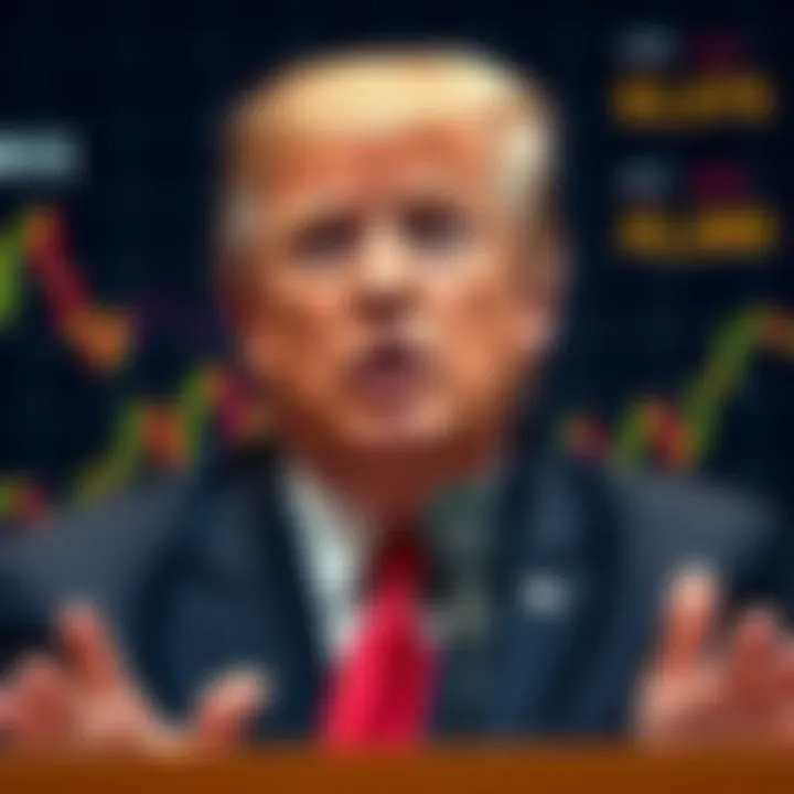 Former President Trump speaks about Israel's potential strike on Iran, with a backdrop of cryptocurrency charts showing volatility and rising gold prices.