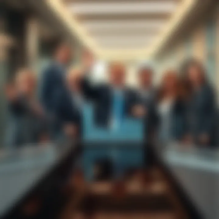 Members of the Trump family celebrate their financial achievements in a modern office setting, with charts showing growth in AI, cryptocurrency, and nuclear technology investments.