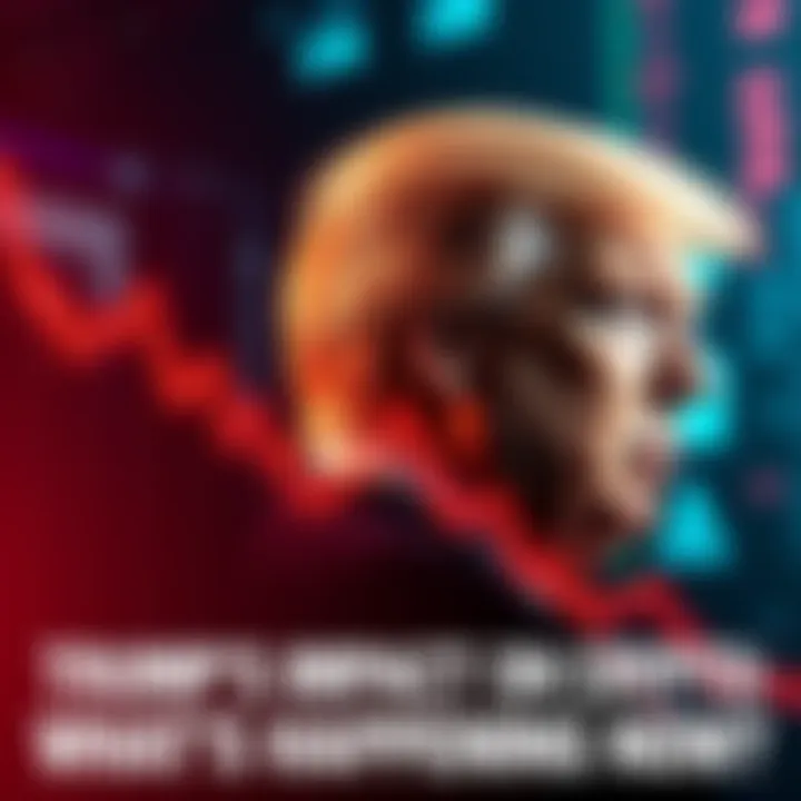 Image showing a steep decline in cryptocurrency values alongside a picture of Donald Trump, symbolizing his influence on the market.