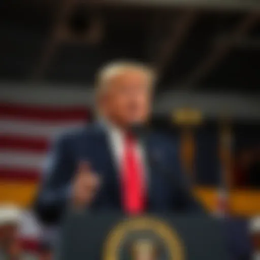 Donald Trump confidently discusses his decision to abandon his political agenda while standing at a podium.