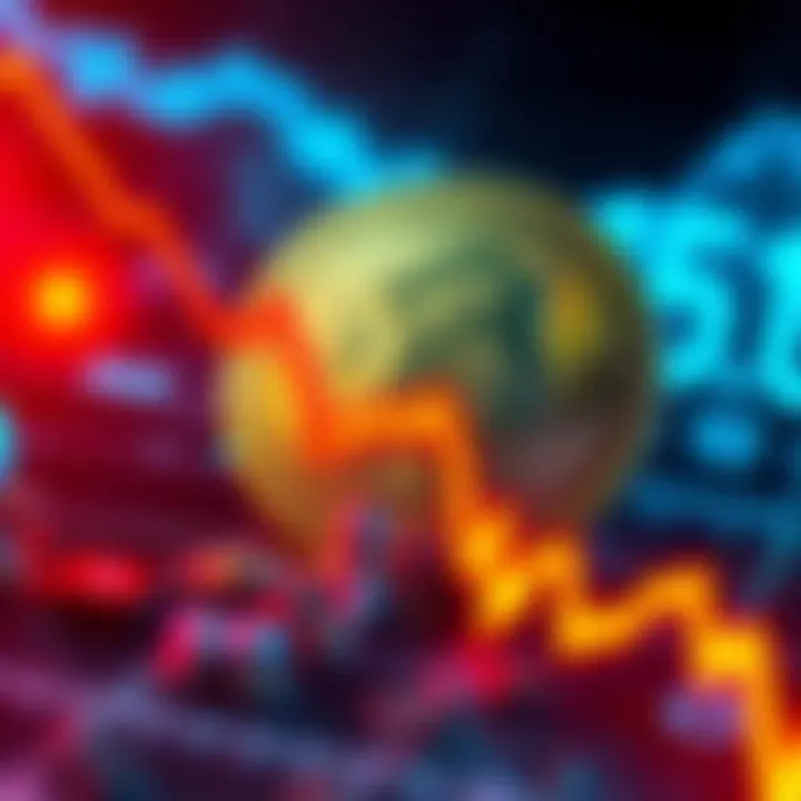 A graphic showing a downward trend in cryptocurrency value with a Trump-themed coin in the background.