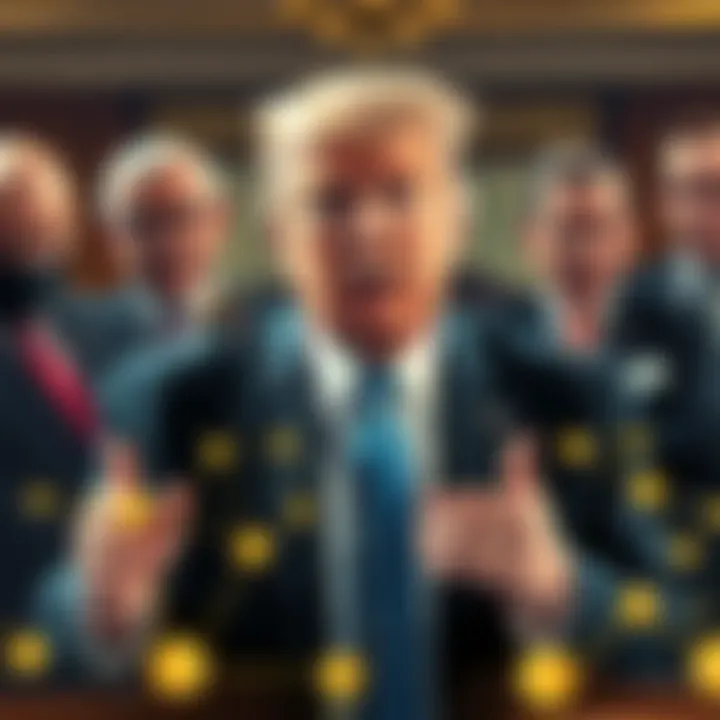 Trump opposes stablecoin yield changes Donald Trump speaking against changes to stablecoin yields while banks lobby behind him