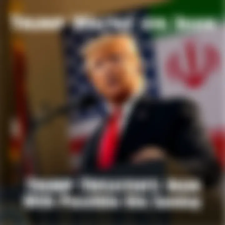 Trump Warns of Attack on Iran President Trump speaking at a podium with a serious expression, warning of a potential military strike on Iran, with an American flag in the background.