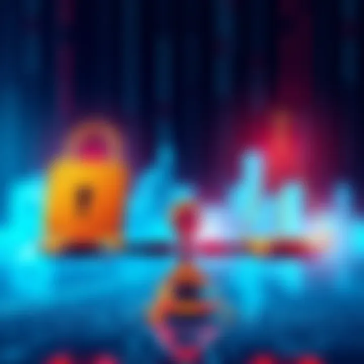 Illustration showing a digital lock and a balance scale representing trust in crypto systems amid real-world events.