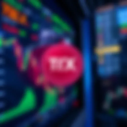 A digital display showing the TRX token not available on major exchanges like Coinbase and Binance, with a focus on trading charts and market data.