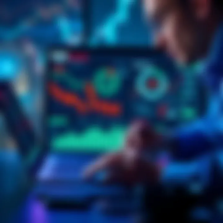 A person analyzing data on a laptop screen with charts and graphs related to cryptocurrency risks