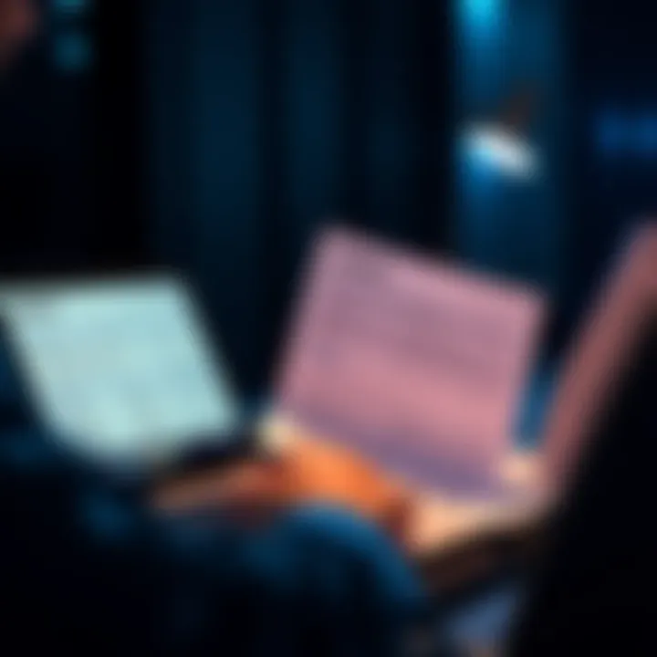 A person using TurboTax on a laptop, looking at financial documents and forms related to 1099-DA and 8949 for tax filing