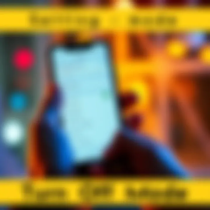 A person showing the settings menu on an iPhone to turn off base mode